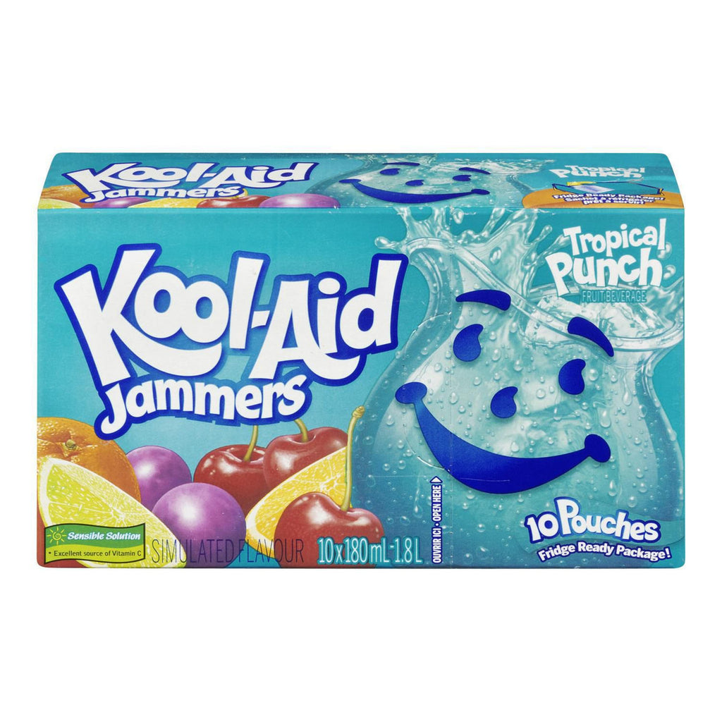 KOOL-AID Jammers Tropical Punch Juice, 10ct, 180ml, {Imported from Canada}