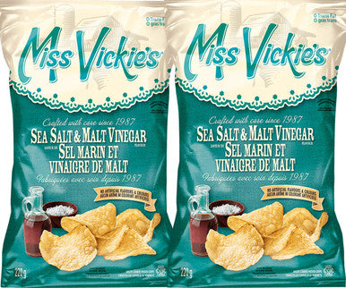 Miss Vickie's Sea Salt & Malt Vinegar, 220g/7.8oz., (2-Pack){Imported from Canada}