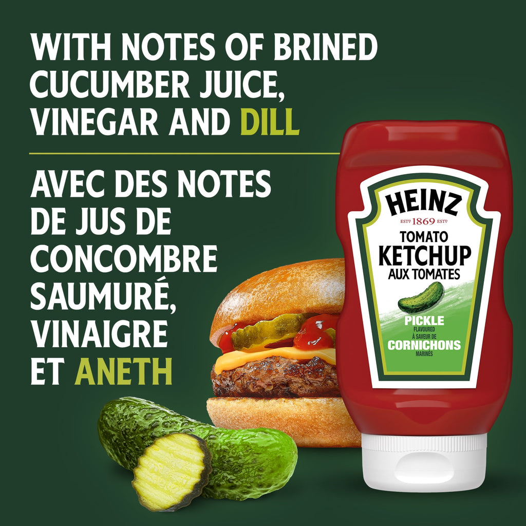 Front of Heinz Pickle Flavored Tomato Ketchup 375ml/13 oz., Squeeze Bottle