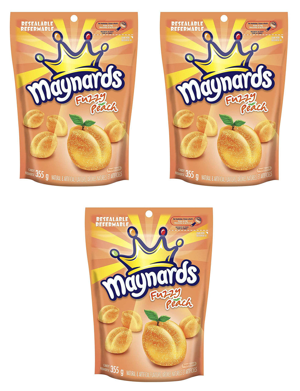 Maynards Fuzzy Peach 355g (12.5oz) Pack of 3, {Imported from Canada}