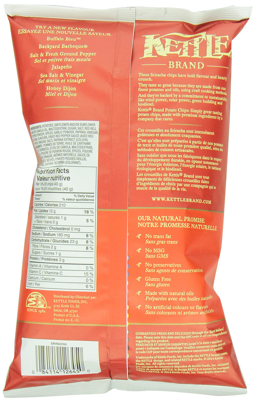 Kettle Chips Sriracha Chips, 220g/7.76 oz., {Imported from Canada}