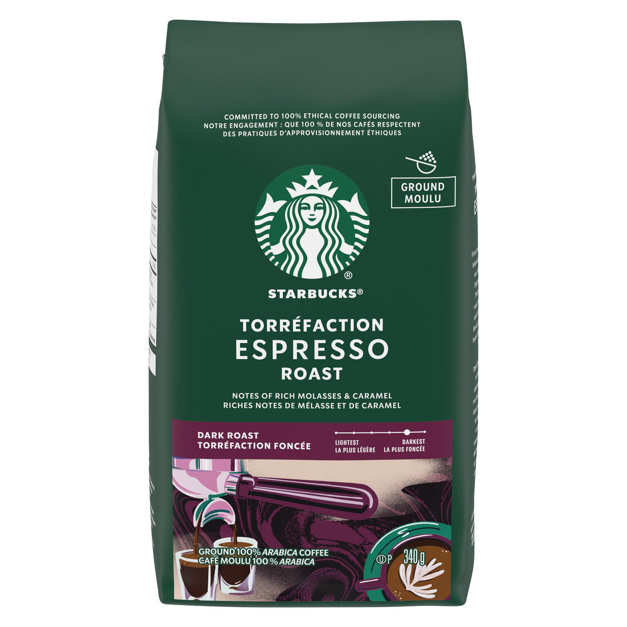 Starbucks Espresso Roast Ground Coffee, 340g/12 oz. Bag {Imported from Canada}
