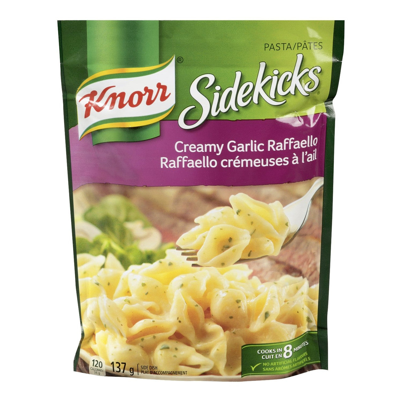 Knorr Sidekicks Pasta, Creamy Garlic Raffaello, Side Dishes, 137g/4.8g,8ct, {Imported from Canada}