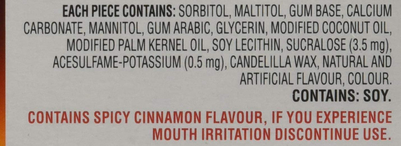 Dentyne Fire Bubble Gum, Cinnamon, 12x12/144ct, {Imported from Canada}