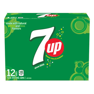 7UP Soft Drink, 355 mL/12 fl. oz., Cans, 12 Pack, {Imported from Canada}