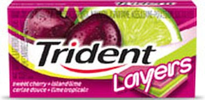 Trident Layers Sugar Free Gum (14-Pieces/Pack, 12ct/Box) (Sweet Cherry + Island Lime) (Imported from Canada)