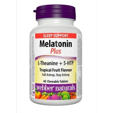 Webber Naturals Super Sleep Melatonin Plus L-Theanine & 5-HTP, 40 Tablets {Imported from Canada}