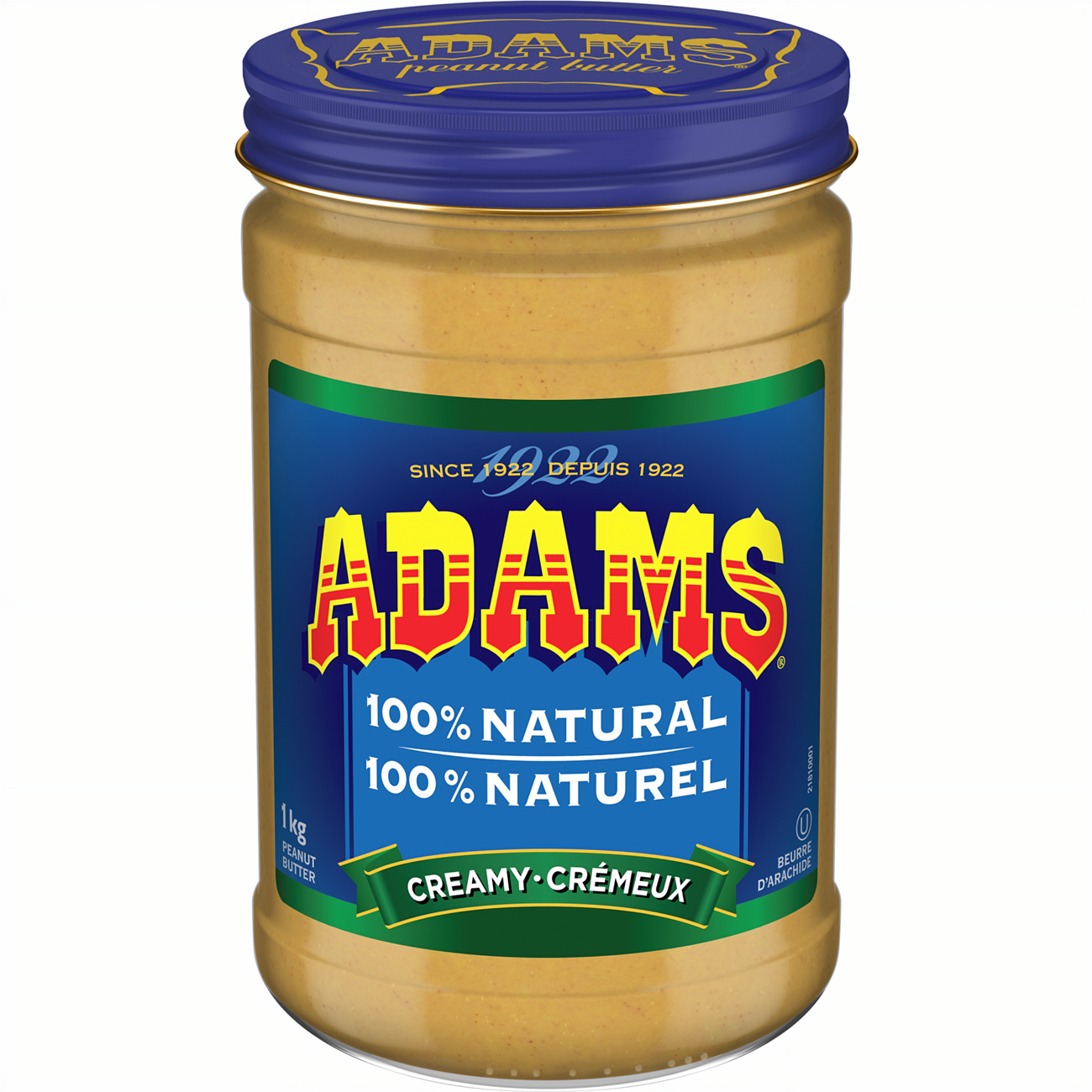 Adams 100% Natural Creamy Peanut Butter, 1kg/2.2 lb