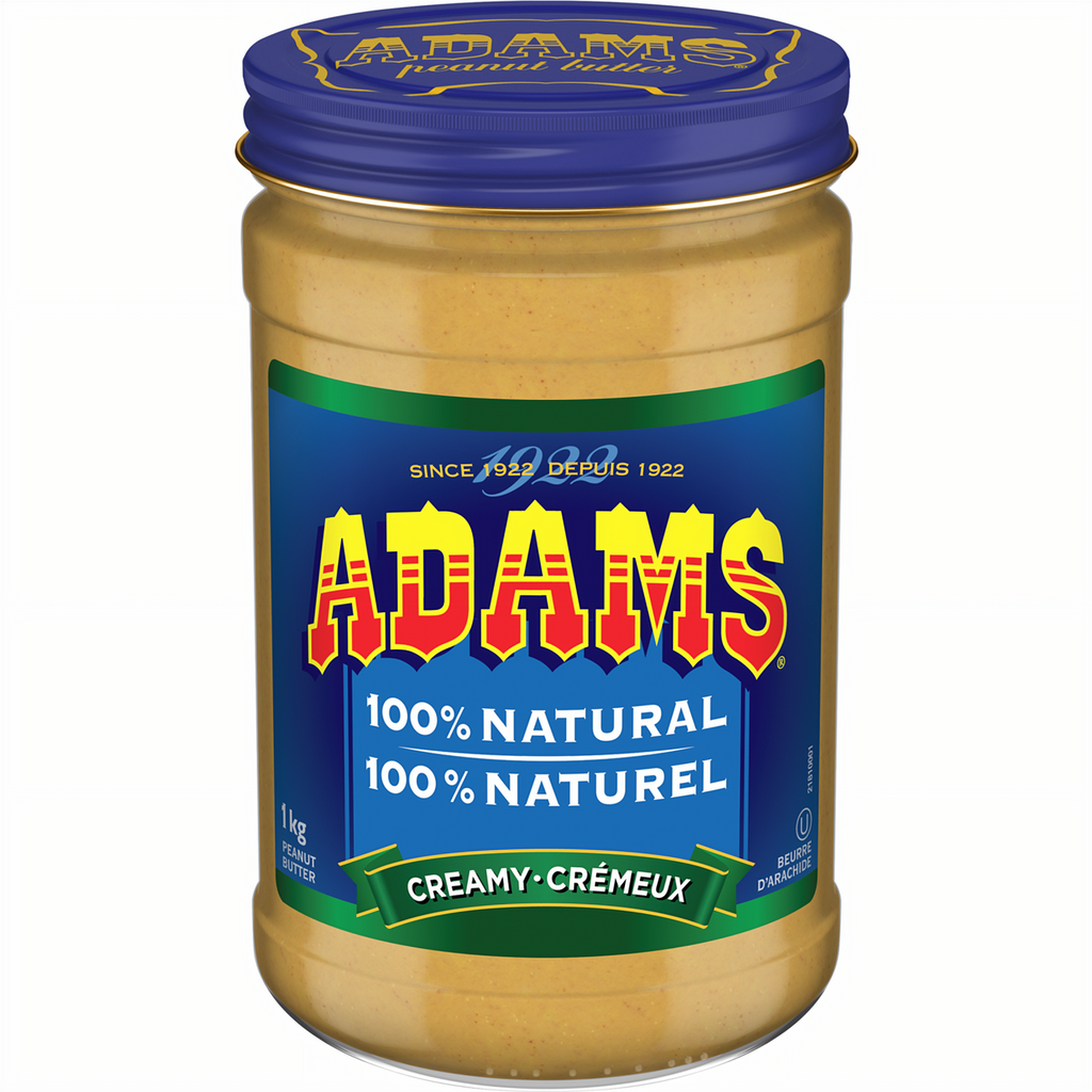 Adams 100% Natural Creamy Peanut Butter, 1kg/2.2 lb