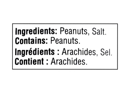 Ingredients label of Adams 100% Natural Dark Roast Creamy Peanut Butter, 500g/17.5 oz