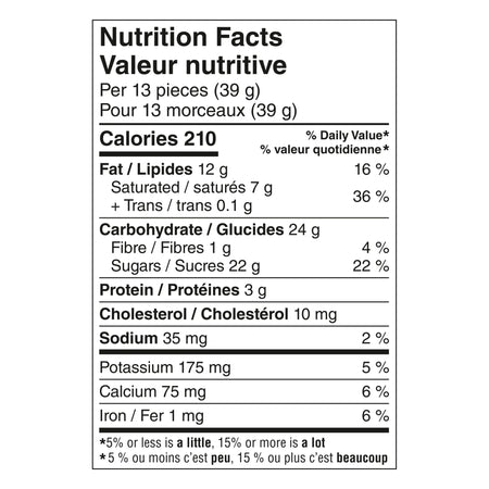 Nutrition facts label for Aero Hide Me Eggs 100g with detailed calorie and ingredient information.
