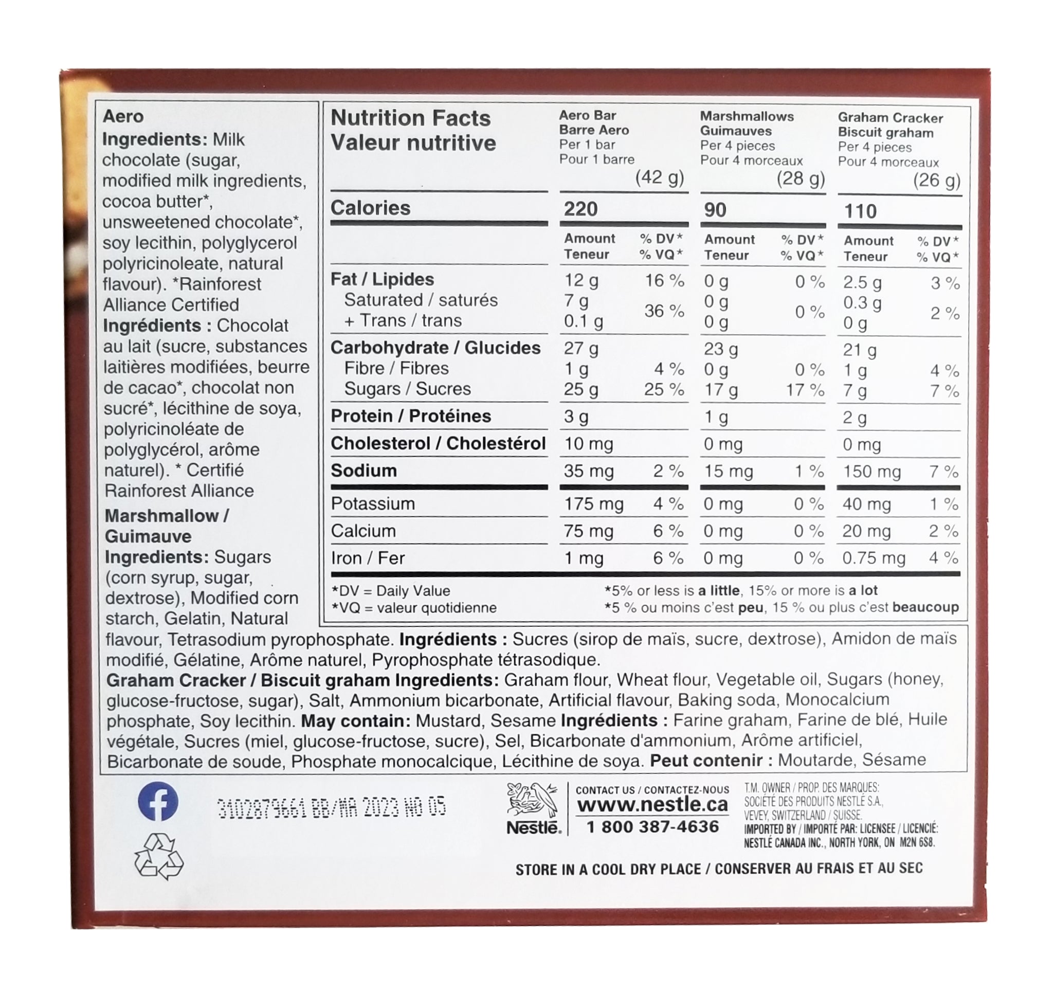 Nestle Aero S'Mores Kit, Makes 18 S'mores, 569g/20 oz. Box {Imported from Canada}