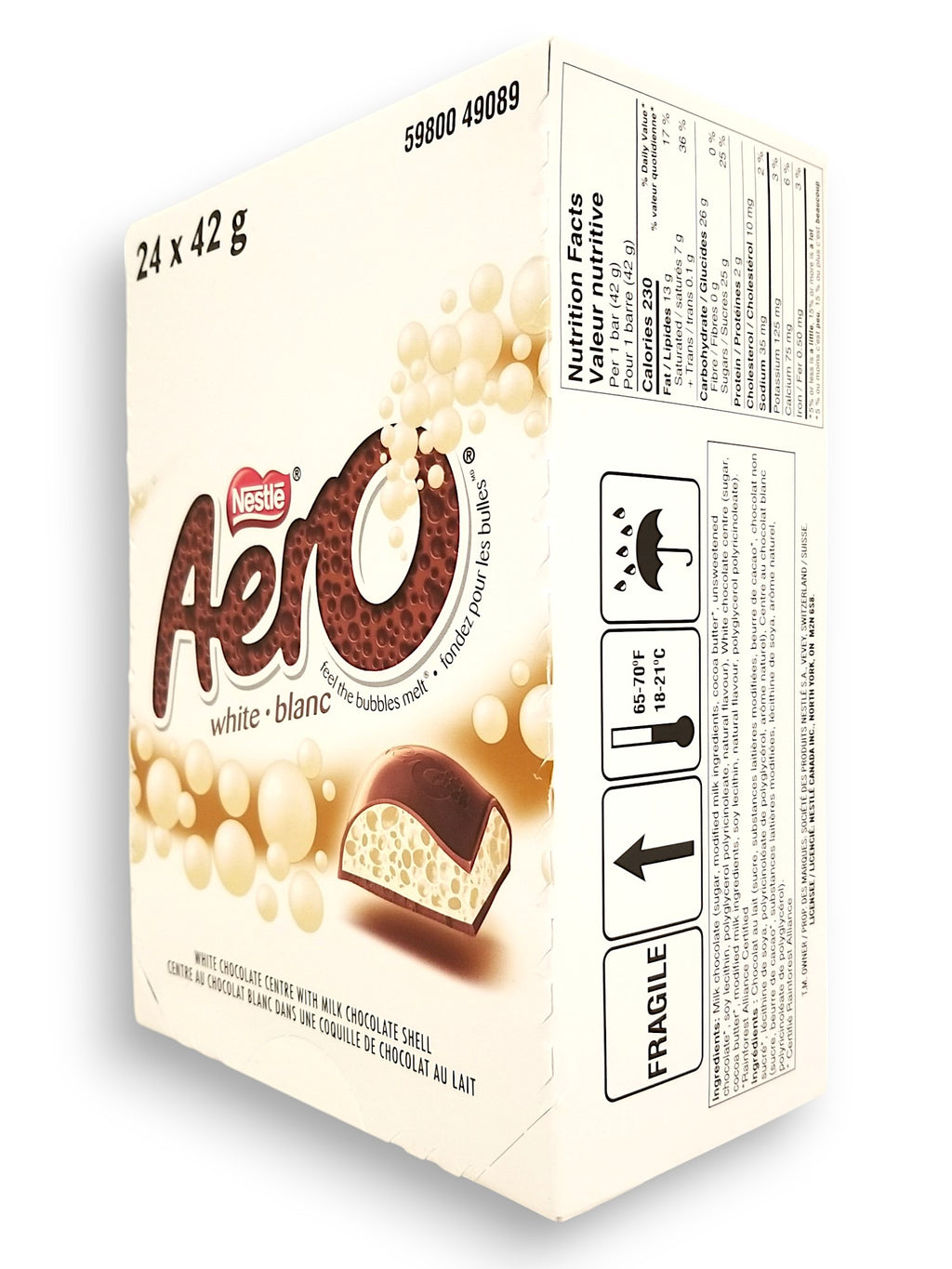 AERO White Chocolate Bars – 24 Bars x 42g/1.5 oz - Box