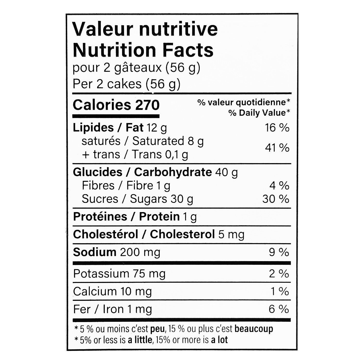 Vachon Ah Caramel! Macchiato Snack Cakes 1 kg nutrition facts label