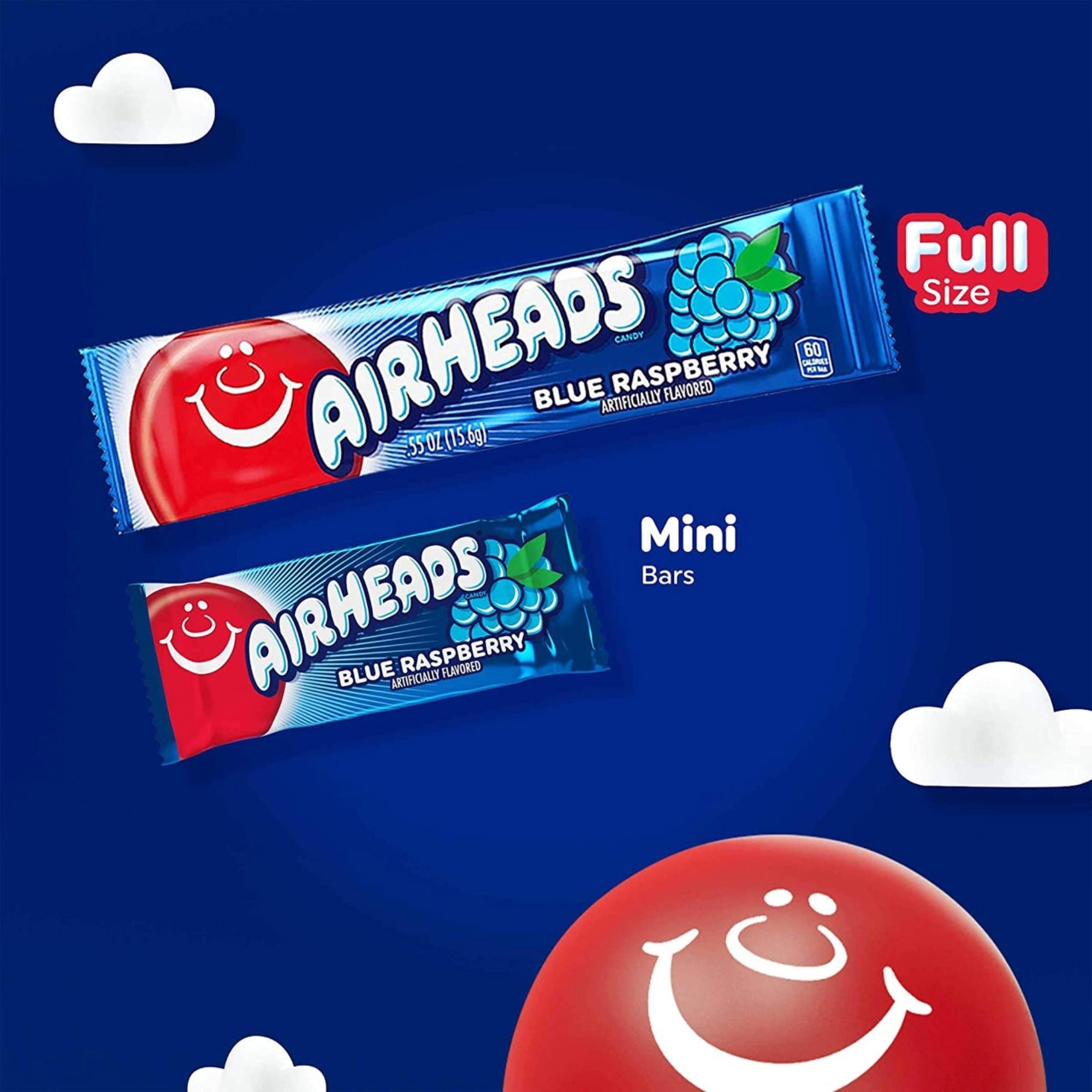 	Airheads Blue Raspberry Candy Bar two sizes individually wrapped gluten-free kosher
