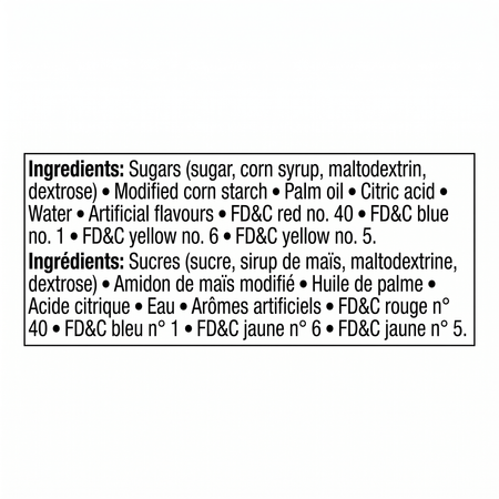 Airheads Blue Raspberry Candy Bar ingredients label 36-pack bulk candy