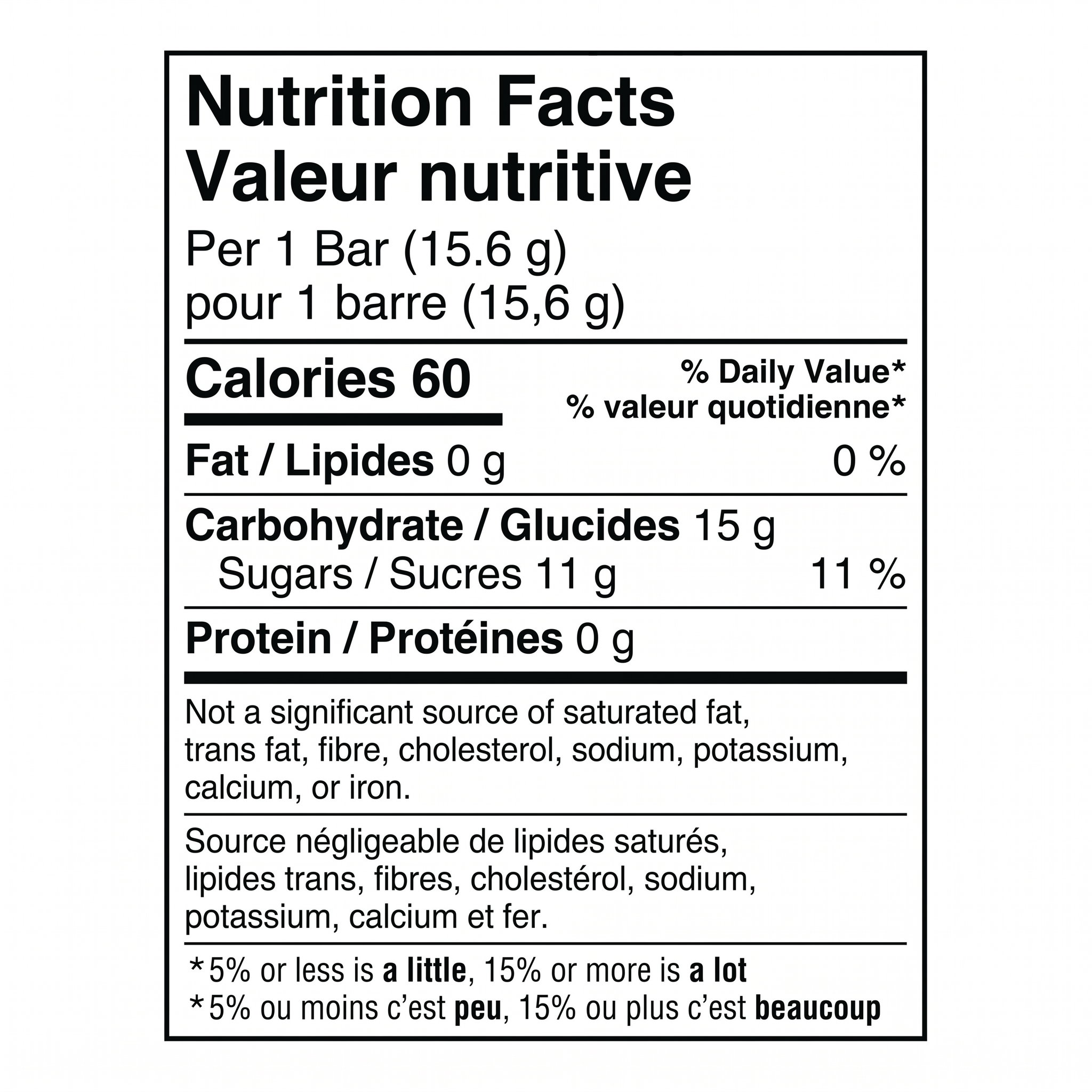 Airheads Blue Raspberry Candy Bar nutrition facts 15.6g 60 calories per bar