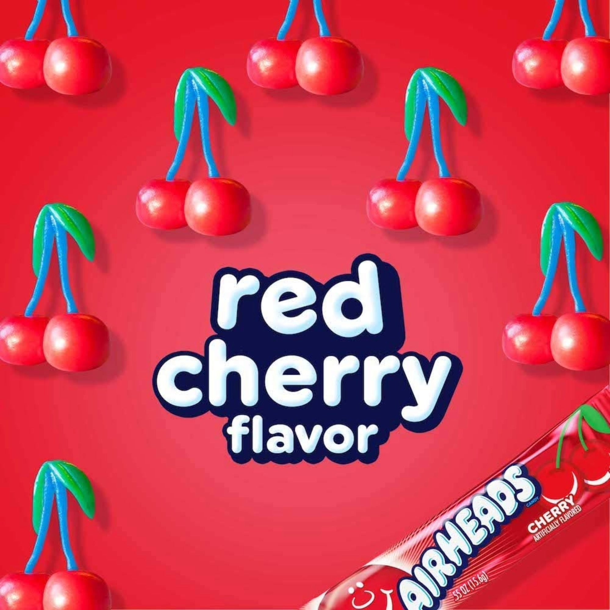 Airheads Cherry red cherry flavored taffy candy bar, bold tangy taste