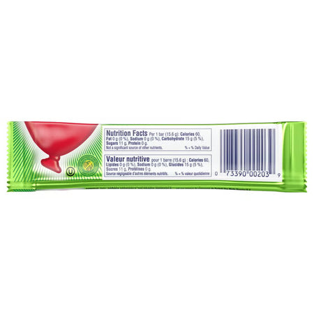 Airheads Watermelon candy bar back of wrapper with product details