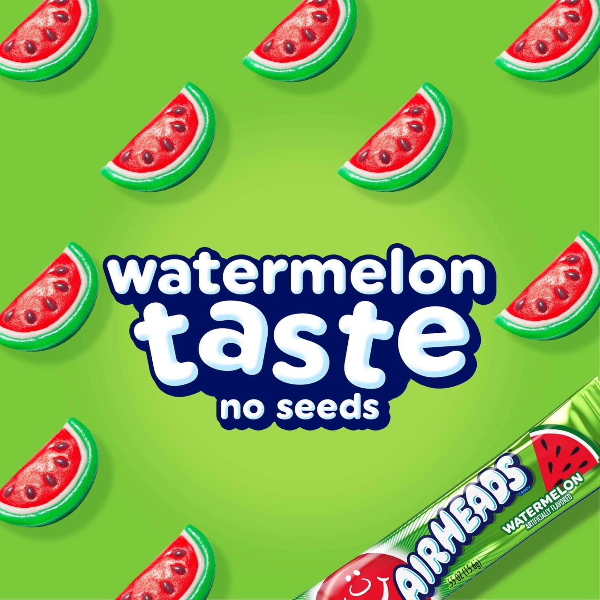 Airheads Watermelon bold watermelon-flavored taffy candy bar, chewy and tangy