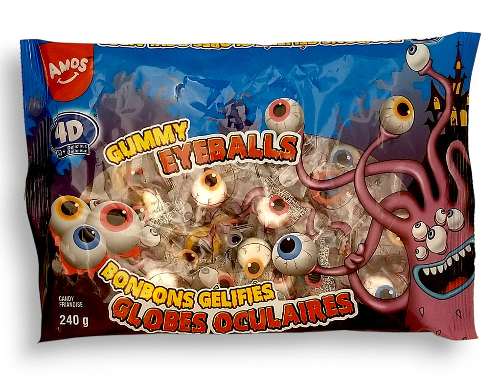 Front of Amos 4D Gummy Eyeballs, 240g/8.5 oz., Bag