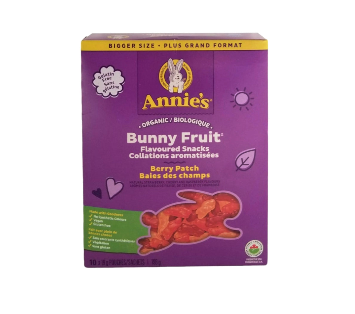 Annie's Homegrown Organic Berry Patch Bunny Fruit Snacks, 10 Pouches, 198g/7 oz