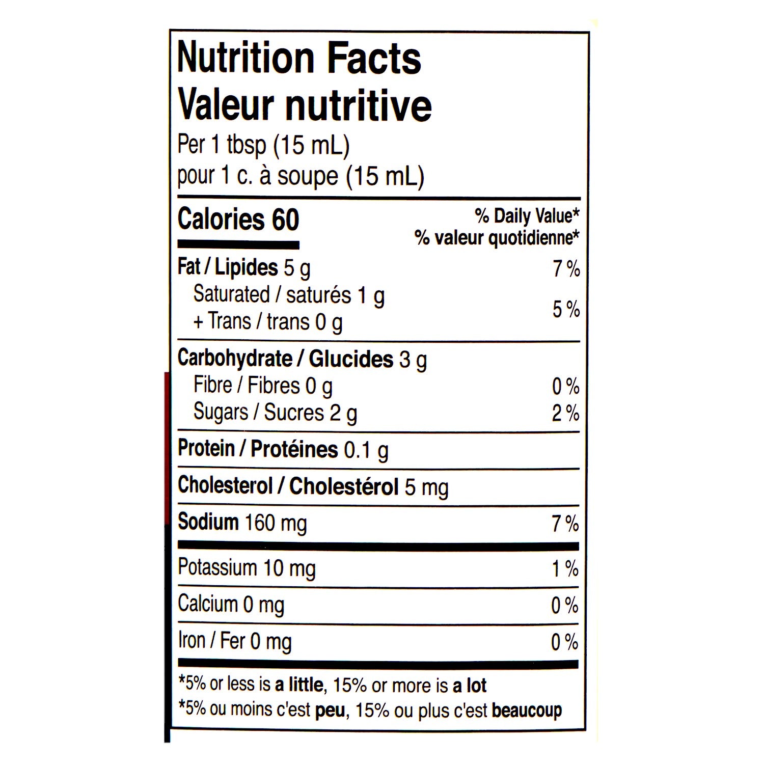 Arby’s Horsey Sauce 473ml/16 oz Bottle - Nutrition facts