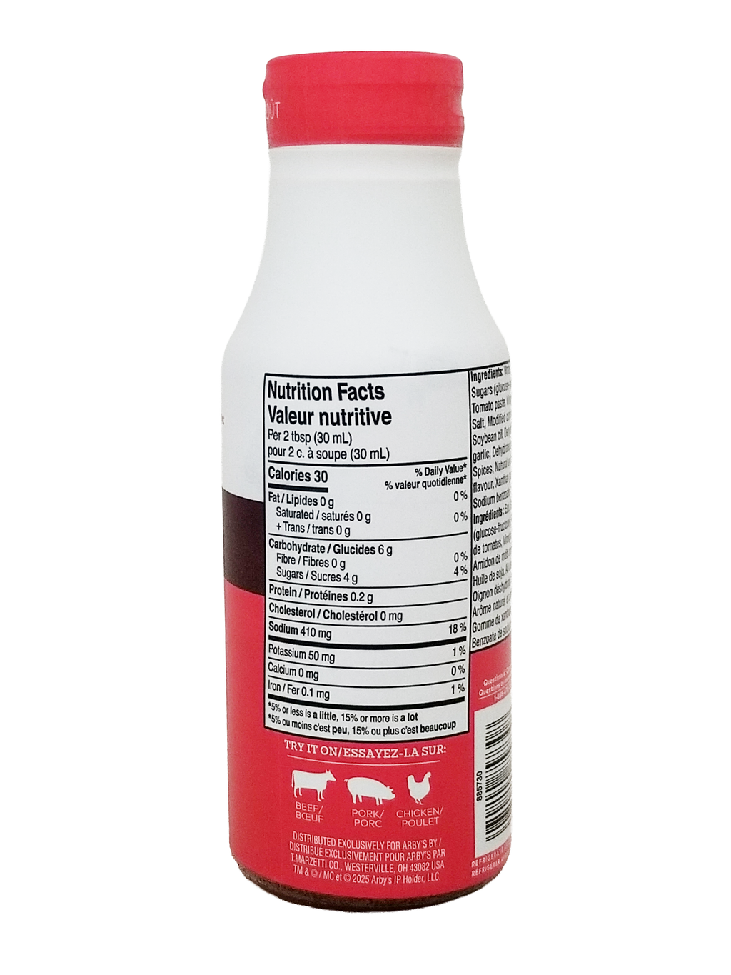 Arby's Sauce 355ml/12.5 oz with a red cap and label on a white background
