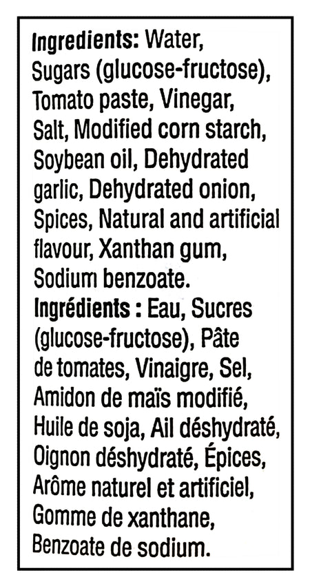List of ingredients for Arby's Sauce 355ml/12.5 oz on a black background