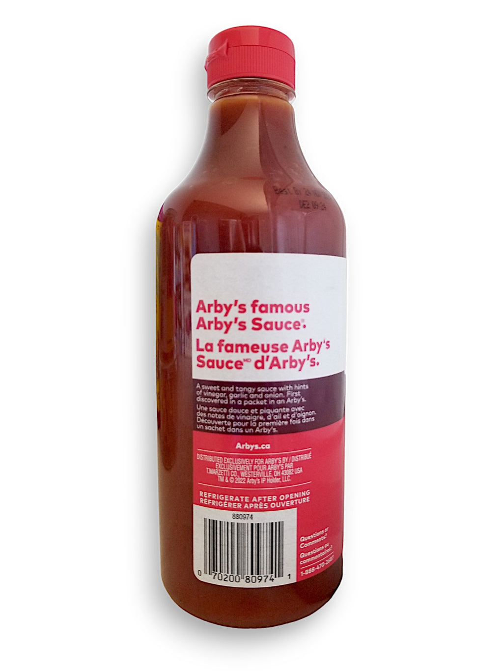 Arby's Sauce, side of bottle