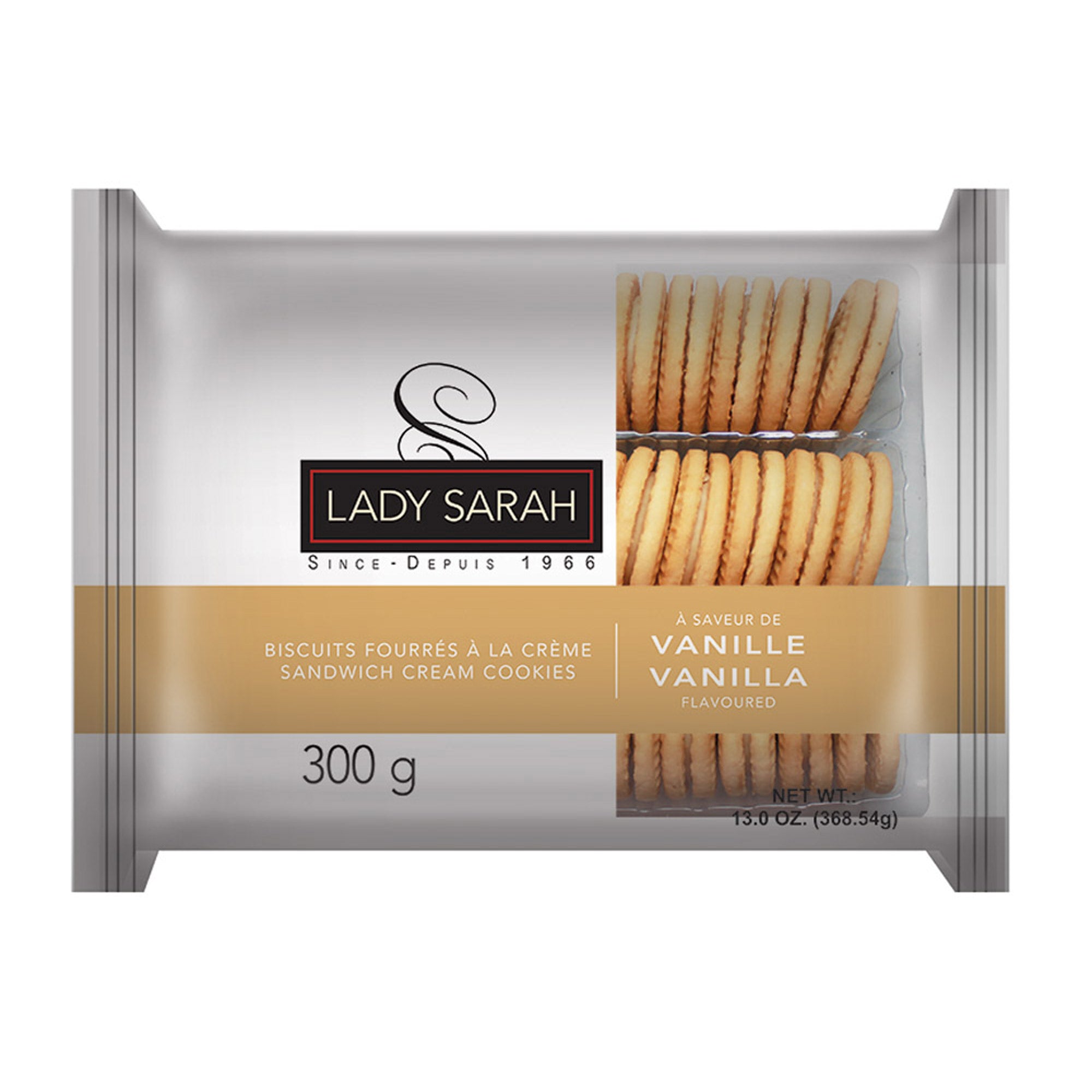 Lady Sarah Sandwich Creme Cookies, Vanilla Flavored, 300g/10.5 oz. Package