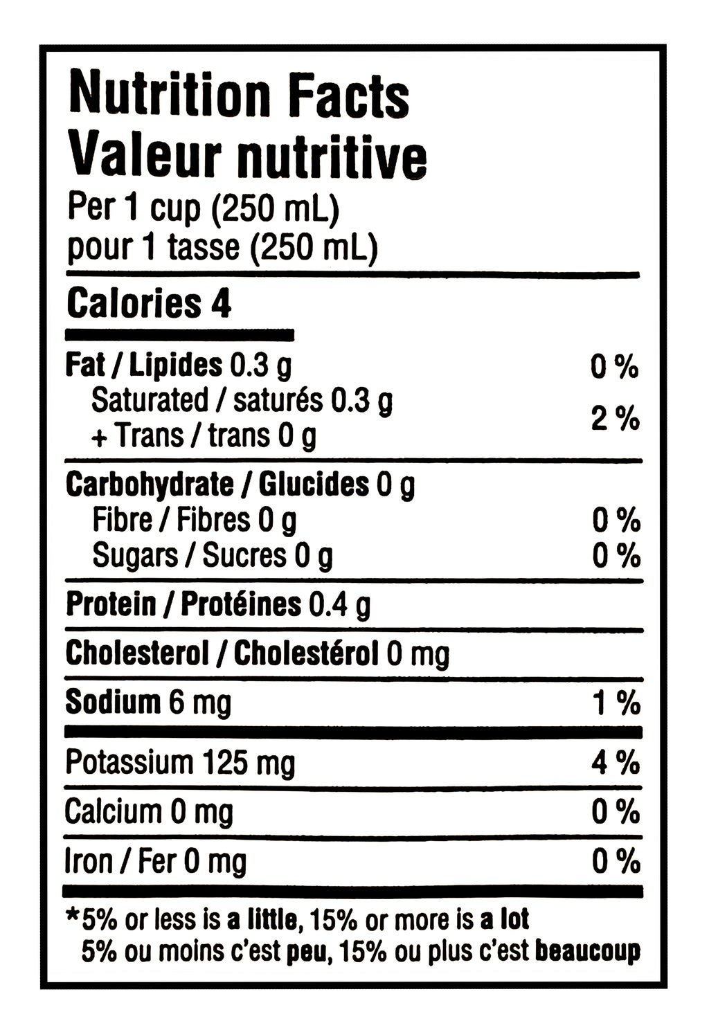 Nutrition facts label for Balzac's Coffee 100% Arabica Medium Roast Ground Coffee, Canadian Maple Flavor - 300g with 4 calories per 250 mL serving.
