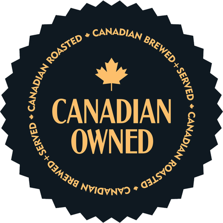 Circular logo with 'Canadian Owned' text and a maple leaf on a black background