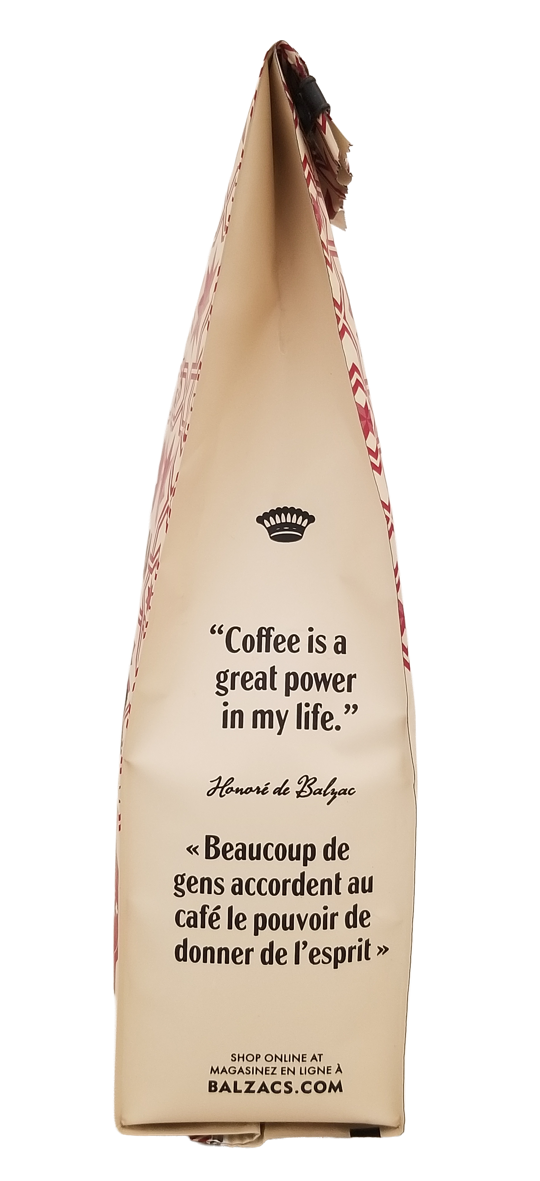 Balzac's Coffee 100% Arabica Medium Roast Ground Coffee, Canadian Maple Flavor - 300g bag with text and Balzac's logo on a white background