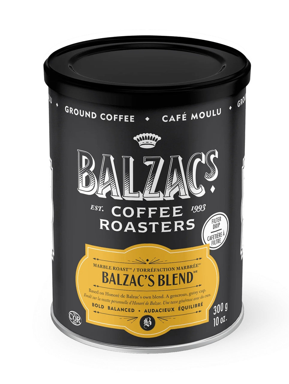 Balzac's Coffee Roasters Balzac's Blend Ground Coffee, 300g/10 oz. Can {Imported from Canada}