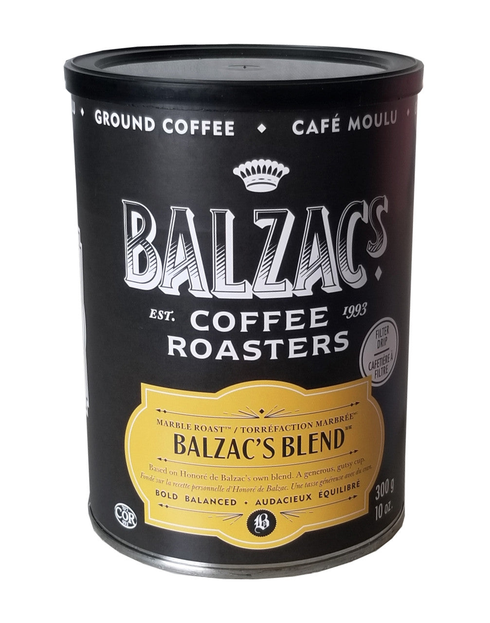 Balzac's Coffee Roasters Balzac's Blend Ground Coffee, 300g/10 oz. Can {Imported from Canada}