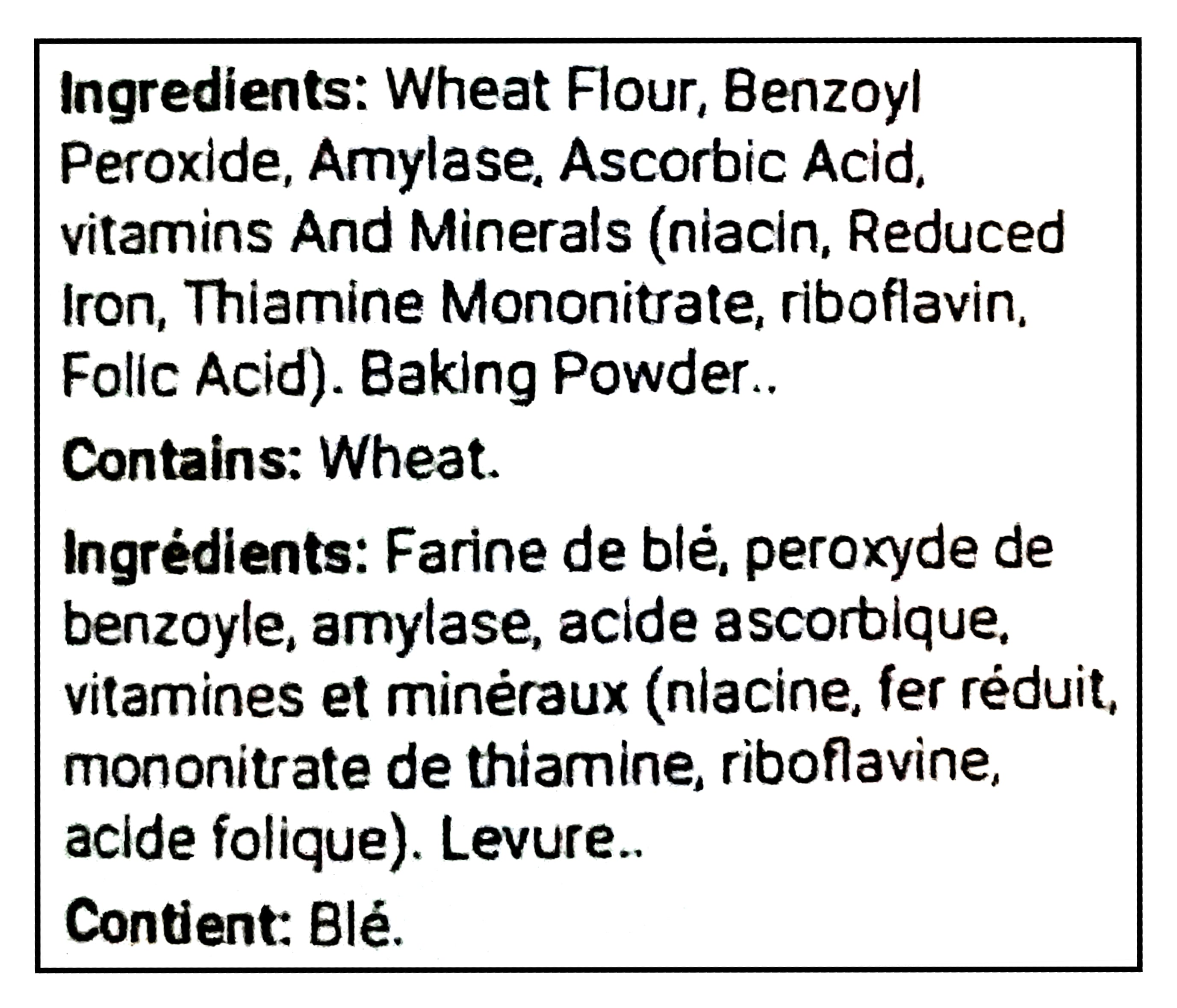 Bannock Express Pahkwesikan Bannock Mix , 1kg/35.2 oz - Ingredients Label 