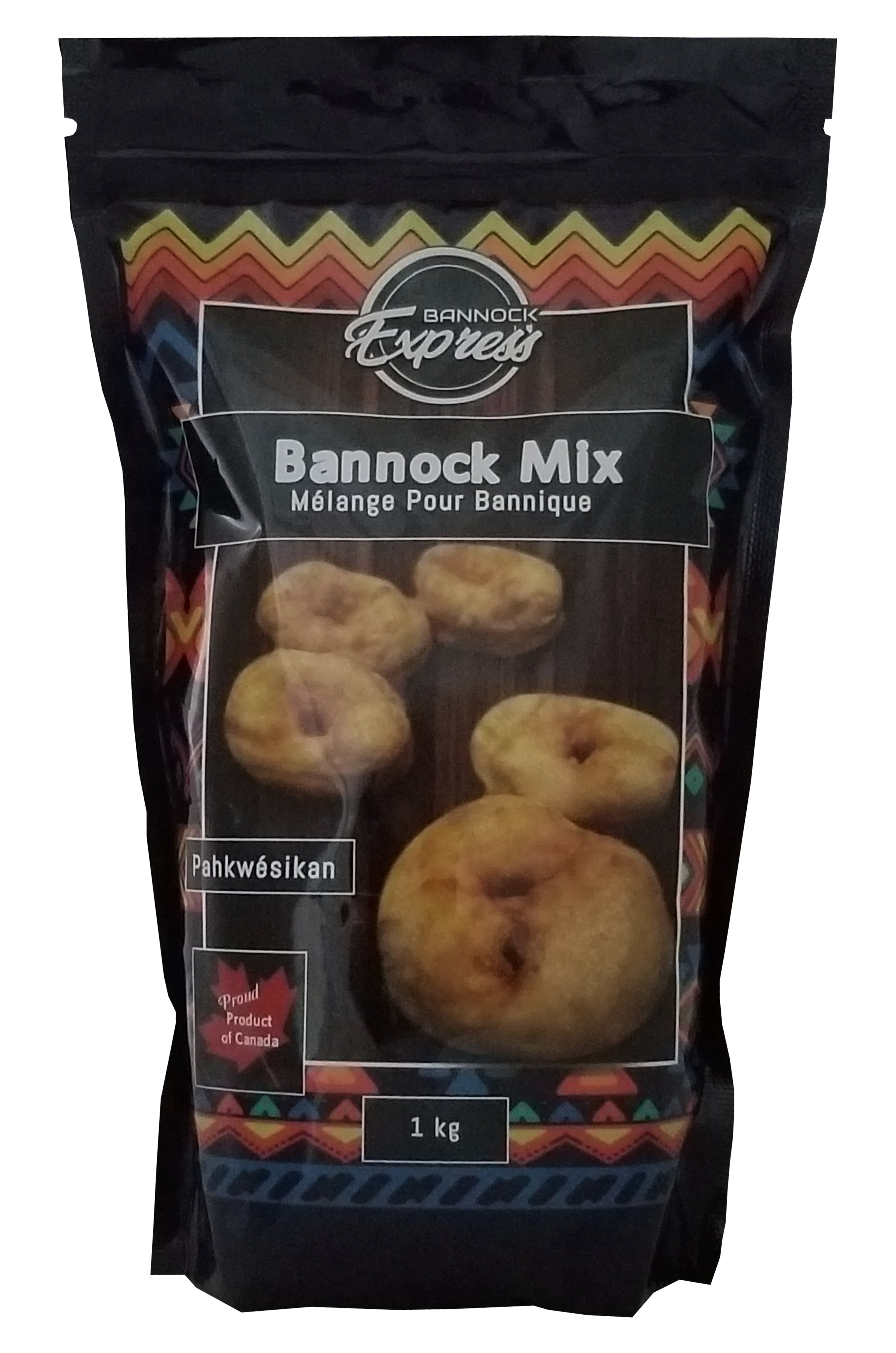 Front of Bannock Express Pahkwesikan Bannock Mix , 1kg/35.2 oz