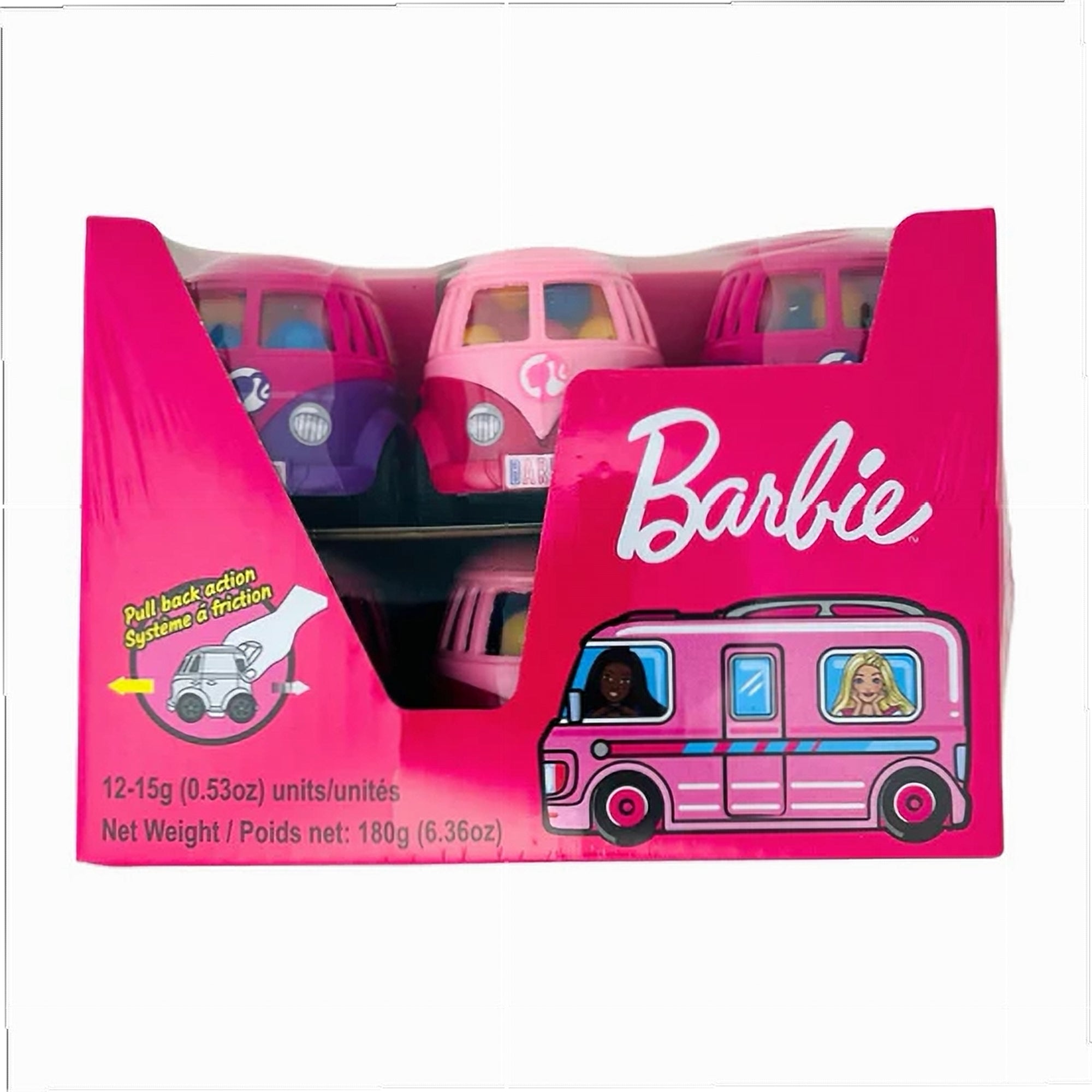 Barbie Camper Van Candy 12-pack front view novelty fruit hard candy bulk party favor