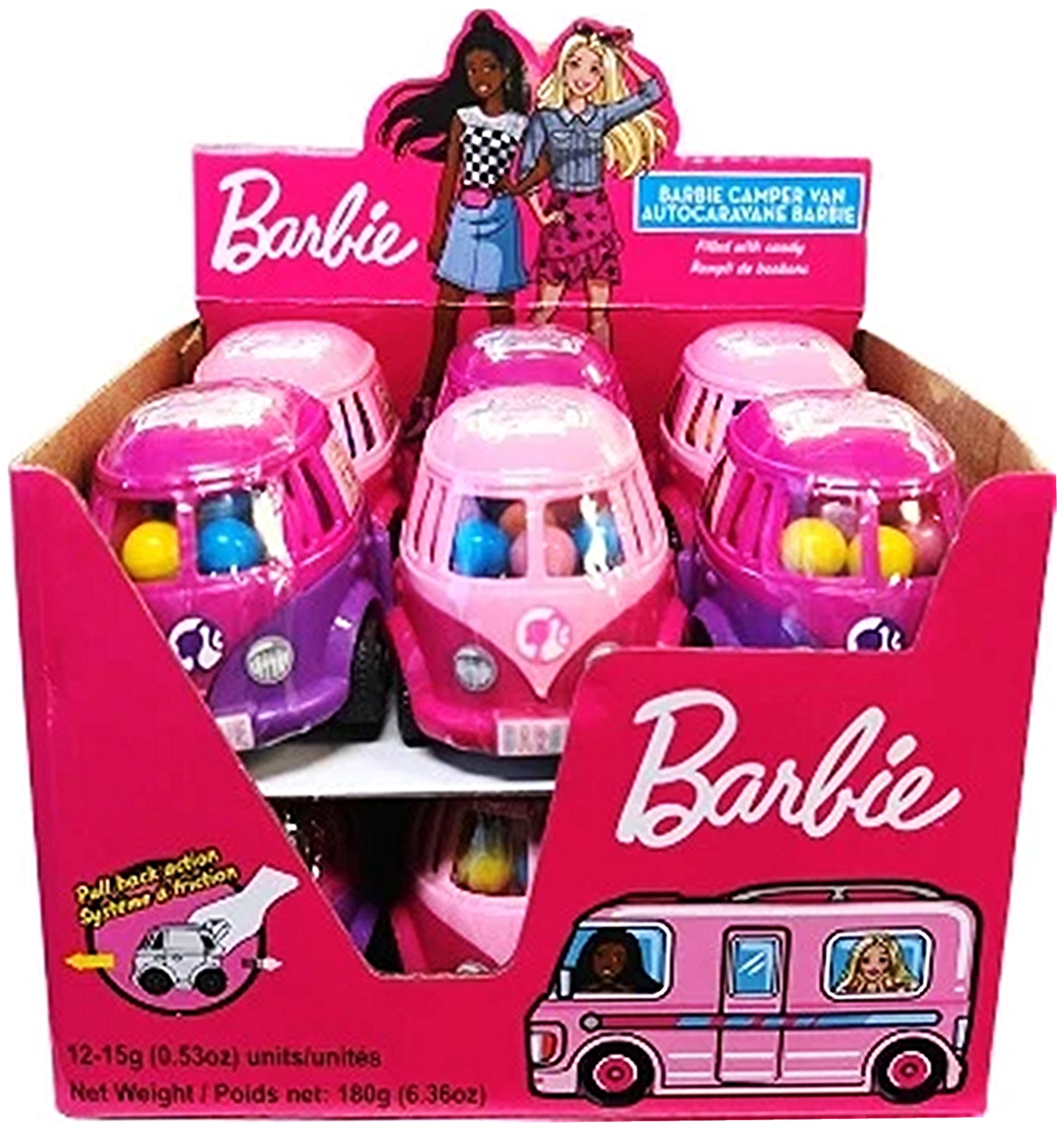 Barbie Camper Van Candy 12-pack open display box novelty fruit hard candy Barbie gift