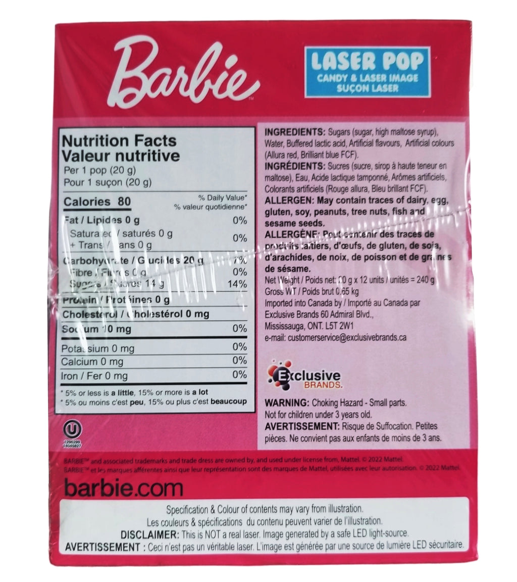 Barbie Laser Pop, back of package