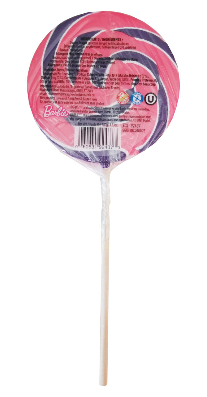 Exclusive Brands, Barbie, Jumbo Swirly Lollipop, Strawberry Flavor ...