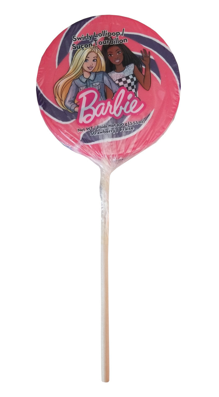 Exclusive Brands, Barbie, Jumbo Swirly Lollipop, Strawberry Flavor, 100g/3.53 oz. {Imported from Canada}