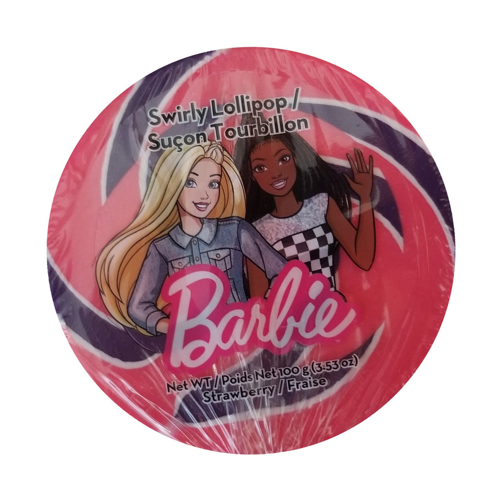 Exclusive Brands, Barbie, Jumbo Swirly Lollipop, Strawberry Flavor, 100g/3.53 oz. {Imported from Canada}