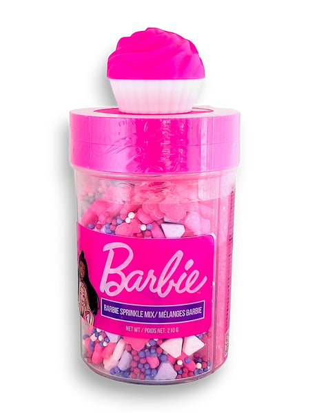 Barbie Sprinkle Mix, 210g, front of shaker.