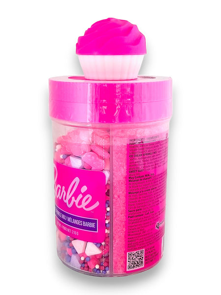 Barbie Sprinkle Mix, 210g, side of shaker.