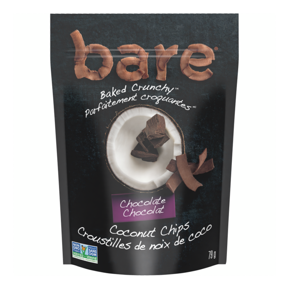 Bare Baked Crunchy Chocolate Coconut Chips, 79g/2.76 oz. Bag