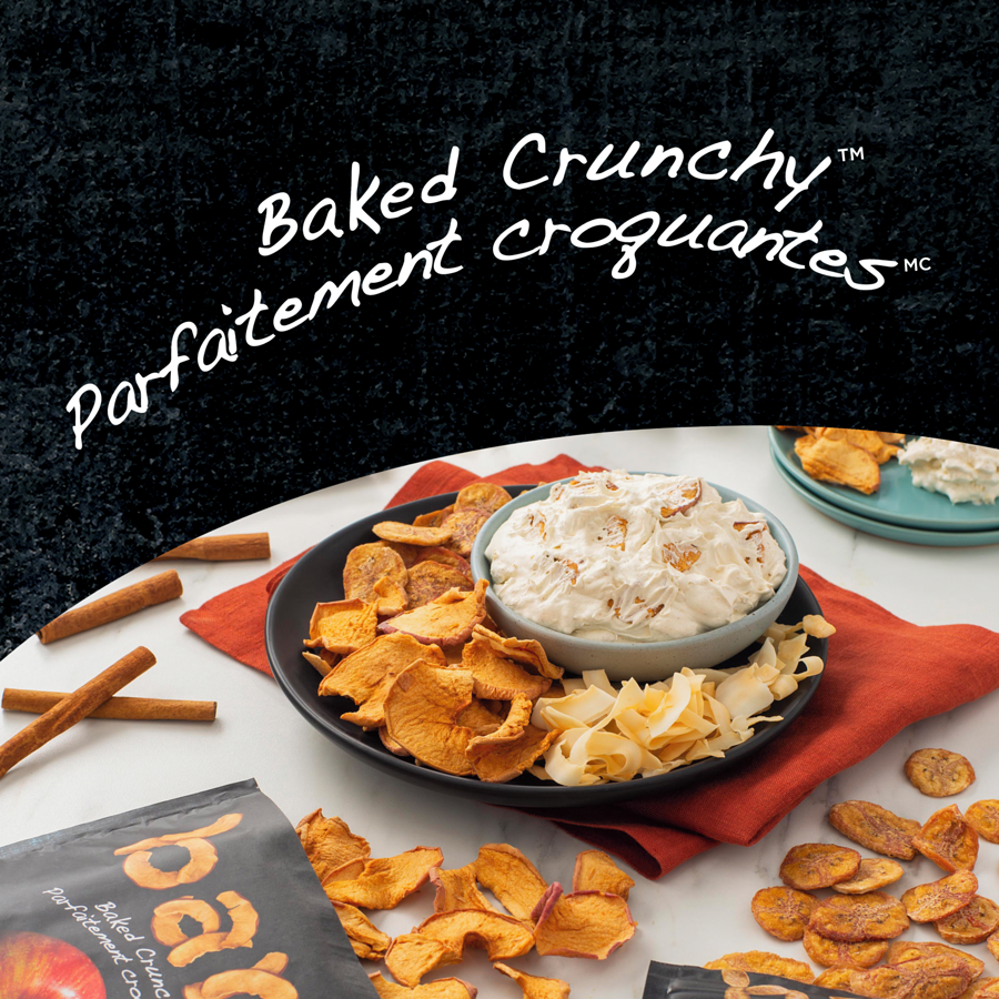 Bare Baked Crunchy Cinnamon Apple Chips – 96g (3.36 oz) Bag with sauce