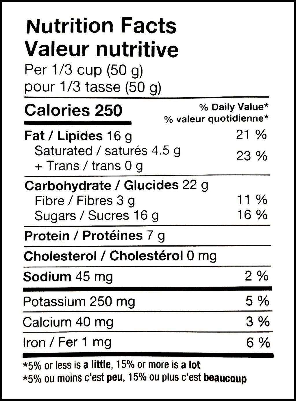 Nutrition facts label of Basse Coconut Mix, 510g/18 oz., Bag