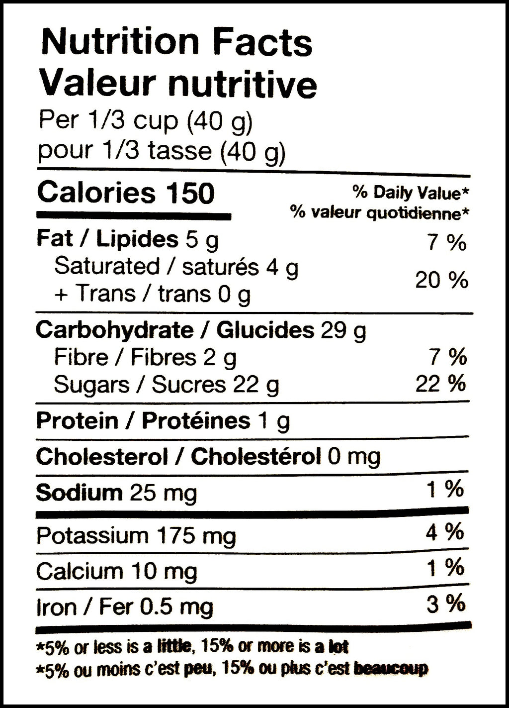 Nutrition facts label of Basse Exotic Fruit Mix, 425g/15 oz., Bag